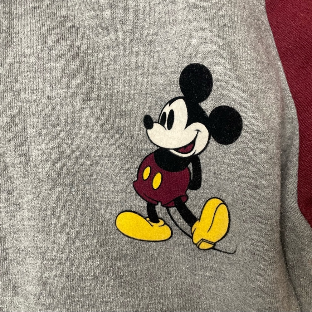 Disney Mickey Mouse Crewneck Sweater Size Small Gray/Burgundy/Yellow - Picture 2 of 5
